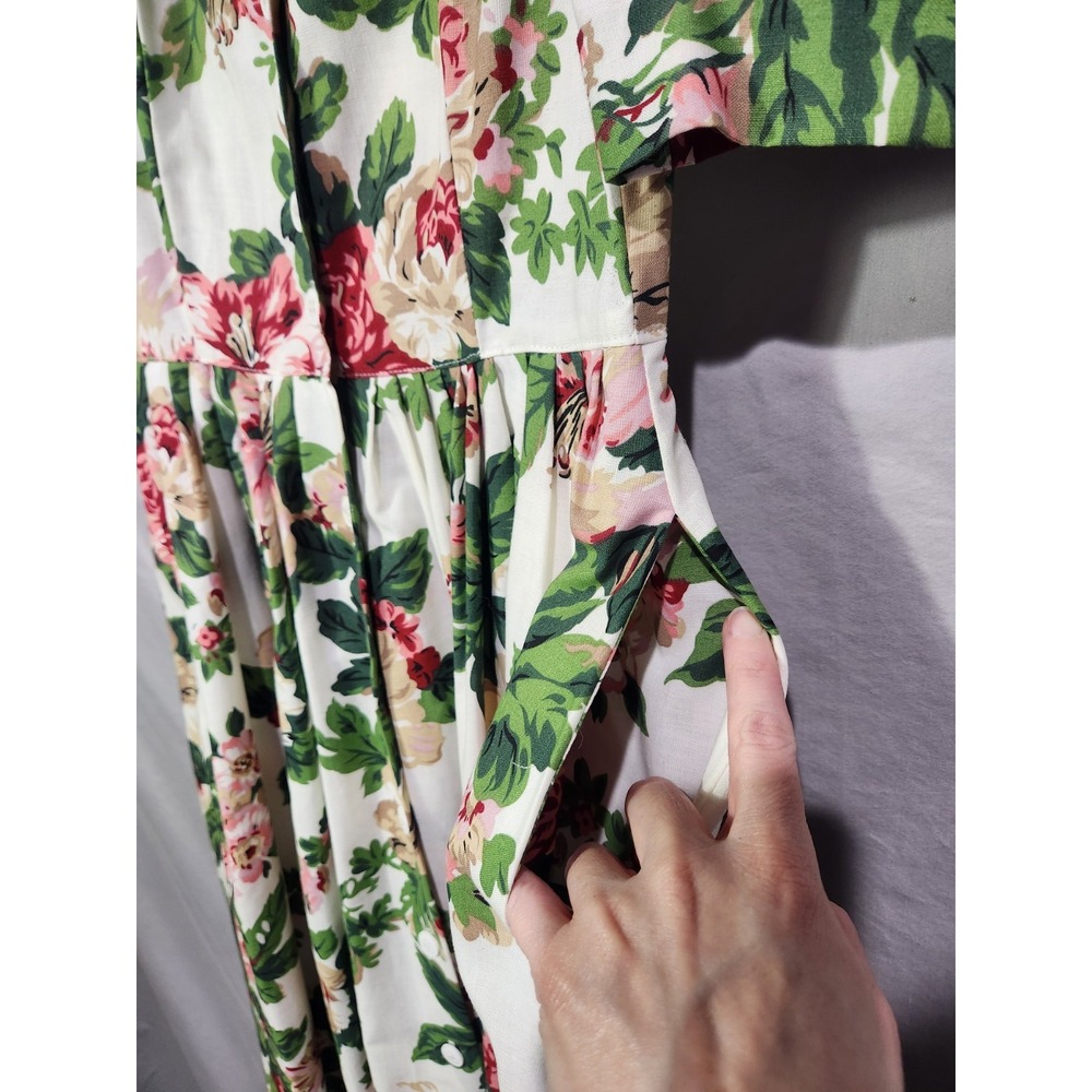 Carol Anderson‎ Floral Midi Dress Puff Sleeve Button Front Cottagecore Size 5/6 - Picture 4 of 10